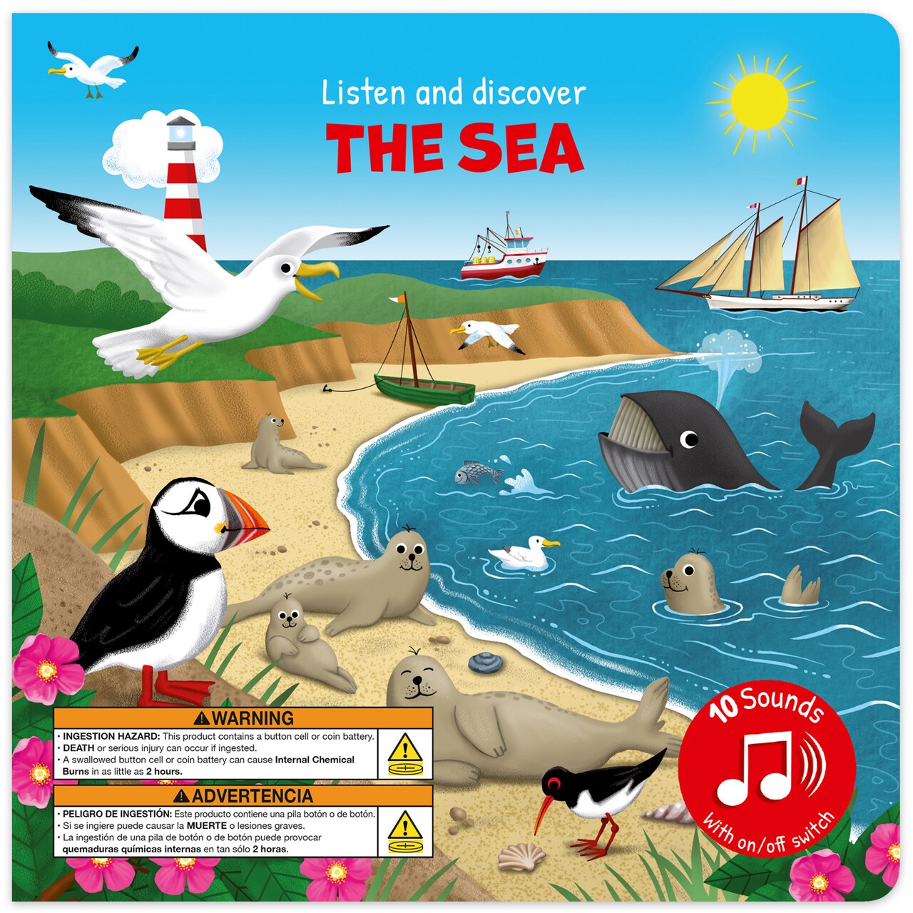 book 'n' app: Listen & Discover Book - The Sea - Soft Touch Press, 10 Ocean Animal Themed Sounds, Interactive Play-Read-Learn Story, Kid-Toddler 18Mo+